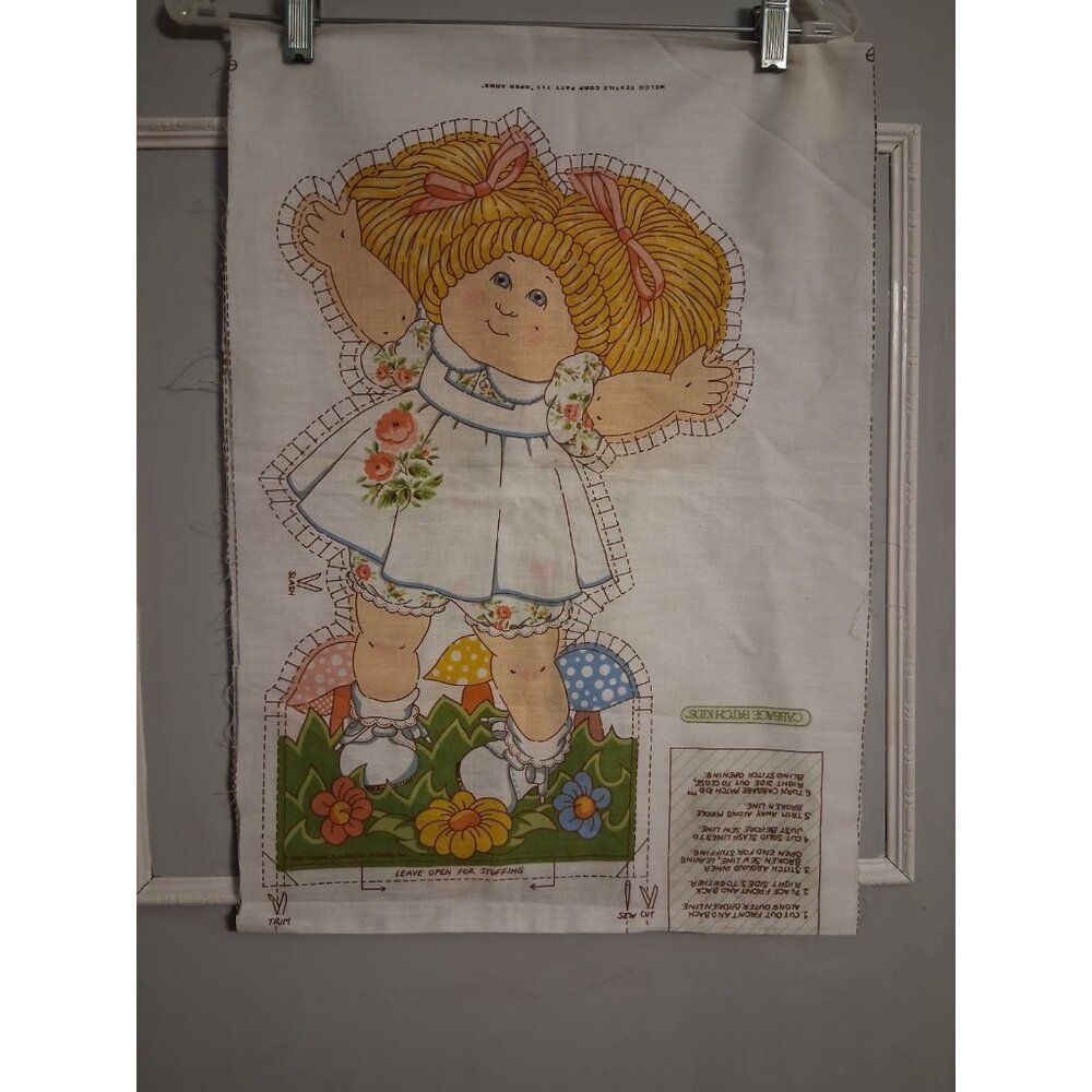 Cabbage Patch Kids Open Arms Girl Doll Cut & Sew Fabric Panel NOS Melco Textile
